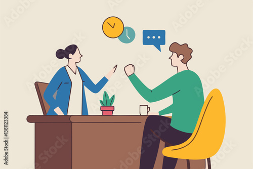 Job interview, business discussion meeting or recruitment manager, candidate answer question or career development, communication or hiring concept, business people answer question in job interview.