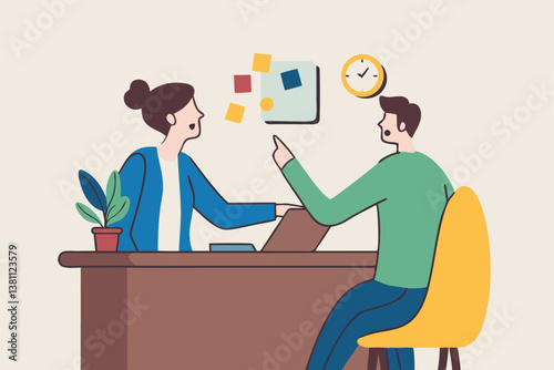 Job interview, business discussion meeting or recruitment manager, candidate answer question or career development, communication or hiring concept, business people answer question in job interview.