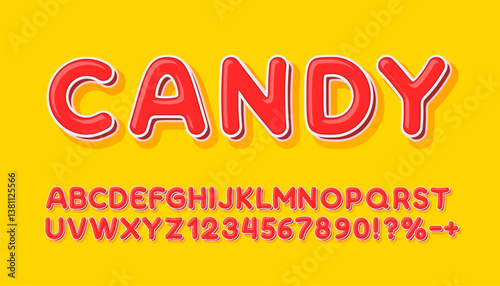 Obraz na płótnie Candy font, brush candy. English alphabet and numbers sign. Vector illustration w salonie