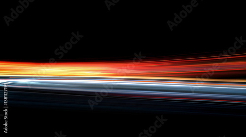 Colorful light trails create dynamic patterns on a dark background during nighttime in an urban setting Generative AI