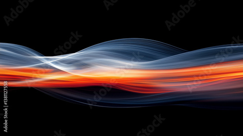Dynamic abstract wave formation with flowing colors against a dark background during a digital art creation Generative AI