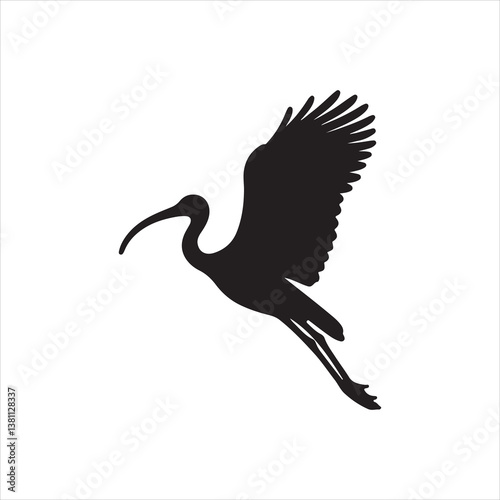 silhouette of a stork bird