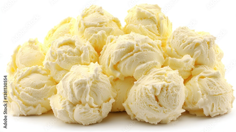 Decorative Pile of Creamy White Butter Swirls on a Plain Background Ready for Culinary Use Decorative Pile of Creamy White Butter Swirls on a Plain Background Ready for Culinary Use