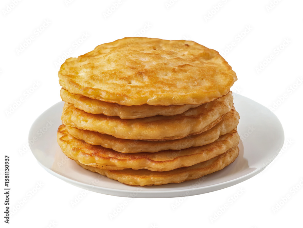 Stack of Savory Pancakes on Plate Isolated on Transparent Background Stack of Savory Pancakes on Plate Isolated on Transparent Background