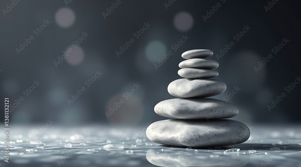 Obraz premium Stacked smooth grey stones isolated on transparent background