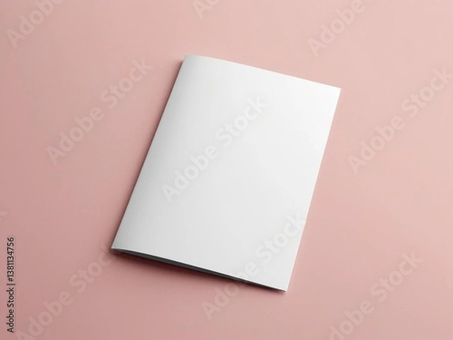 Blank white A4  brochure mockup on pink background.