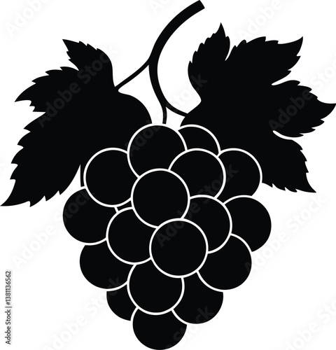 grape fruit with leaf silhouette vector,various grapes clip art