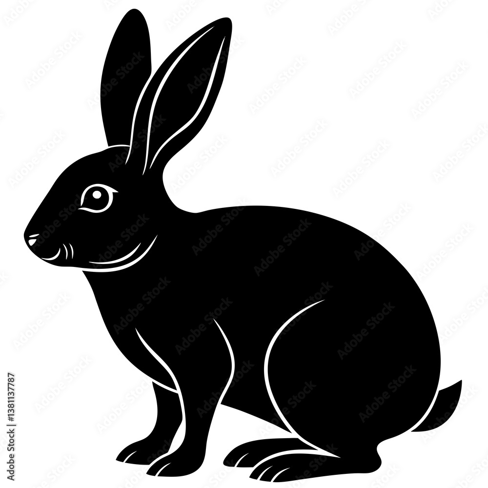 Fototapeta premium Rabbit silhouette vector illustration isolated on white background