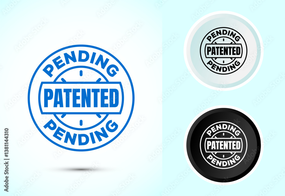 Patent pending icon design illustration, patent pending logo, badge, seal emblem, Color black and white Patent pending icon design illustration, patent pending logo, badge, seal emblem, Color black and white