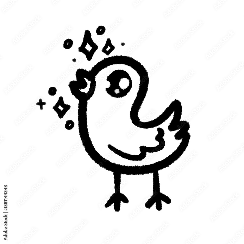 Fototapeta premium wow baby chicken chick love png cartoon cute handwrite kid and doodle line outline hand-writen clipart element design for decoration design art