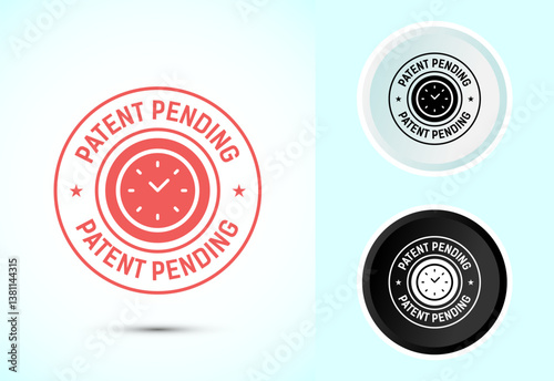 Patent pending icon design illustration, patent pending logo, badge, seal emblem, Color black and white