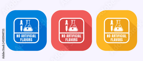 No artificial flavor icon design illustration, Artificial flavor free symbol in shadow button design