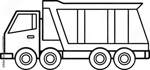 garbage truck outline coloring book page, truck  line art vector