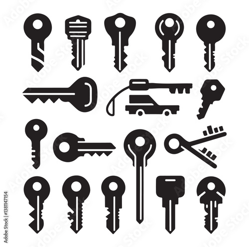 Minimal keys silhouettes vector illustration design.