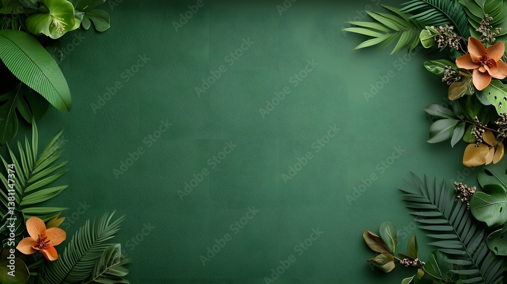 Lush tropical floral frame border