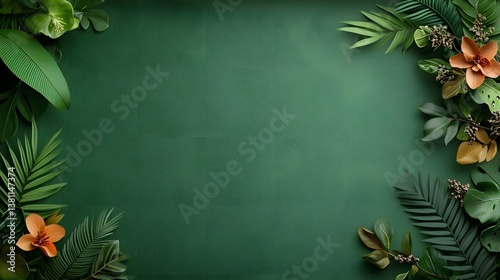 Obraz na płótnie Lush tropical floral frame border w salonie
