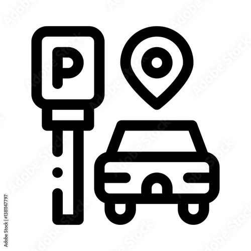 carpool parking line icon