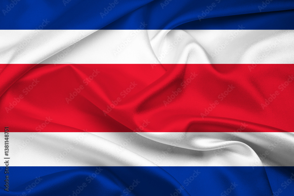 Naklejka premium Flag Of Costa Rica, Costa Rica flag, National flag of Costa Rica. fabric flag of Costa Rica.