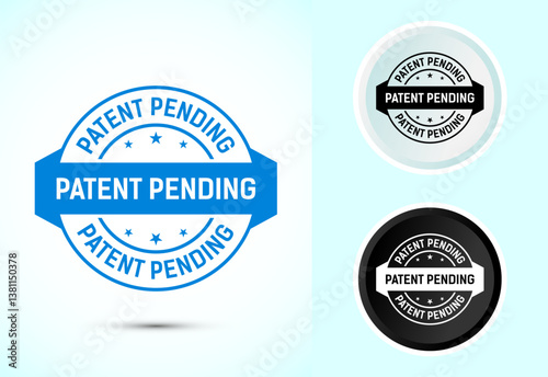 Patent pending icon design illustration, patent pending logo, badge, seal emblem, Color black and white