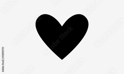 Heart Shape Black Love Symbol Silhouette Vector Illustration Design