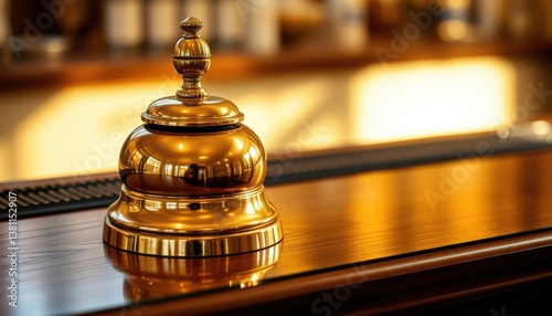 Elegant Gold Reception Desk Bell Hotel Service Call Bell Luxury Brass Bell
