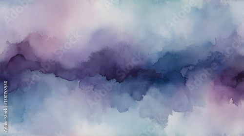 A tranquil watercolor painting featuring a blend of pastel hues, creating a serene and dreamlike atmospheric effect. Perfect for backgrounds.