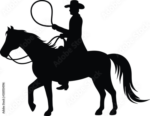 horse with cowboy silhouette vector, horse clip art