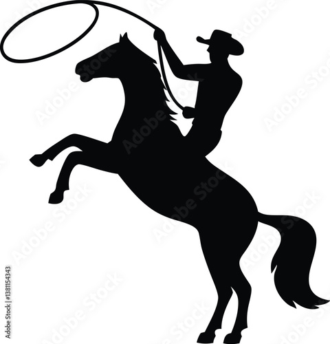 horse with cowboy silhouette vector, horse clip art