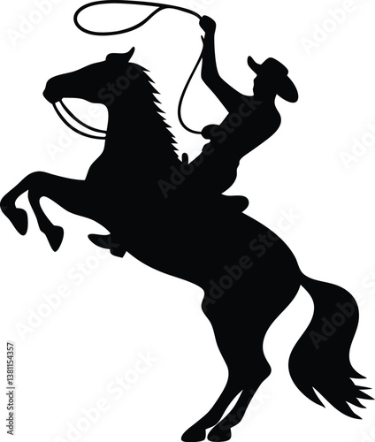horse with cowboy silhouette vector, horse clip art