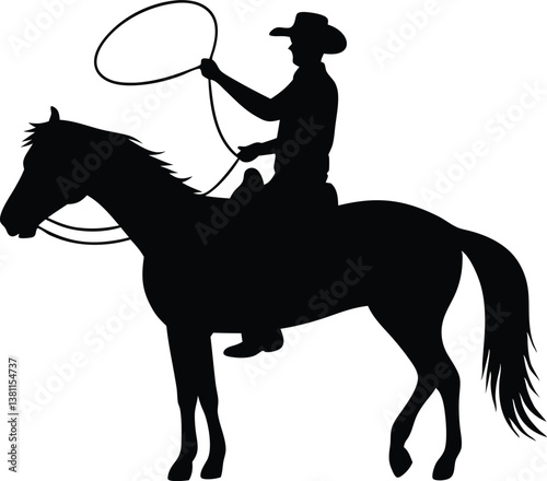 horse with cowboy silhouette vector, horse clip art