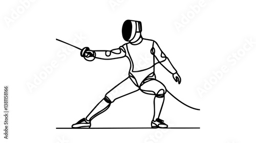 professional fencer one continuous line  drawing