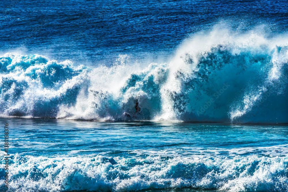 Colorful Surfer Wave Banzai Pipeline North Shore Oahu Hawaii