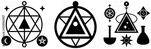 Alchemical Symbol Silhouette Vector Art on White Background