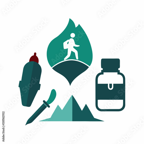 camping icons set