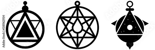 Alchemical Symbol Silhouette Vector Art on White Background