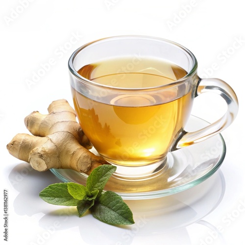 Ginger tea isolated on white background