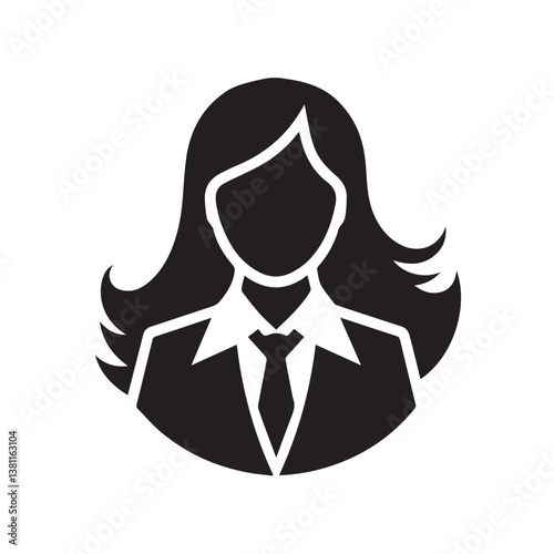 woman in a suit profile icon on white background