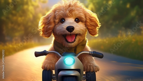 Golden Doodle auf Roller