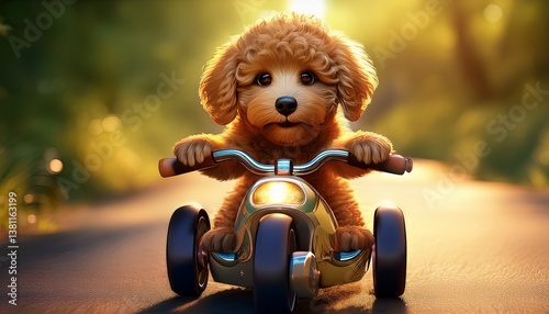 Golden Doodle auf Roller