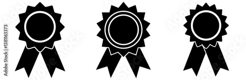 Award Ribbon Silhouette Vector Art on White Background