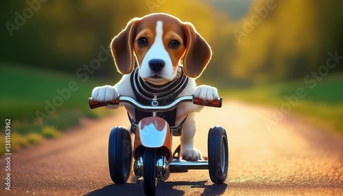 Beagle auf Roller