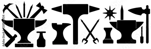  Blacksmith Tool Silhouette Vector Art