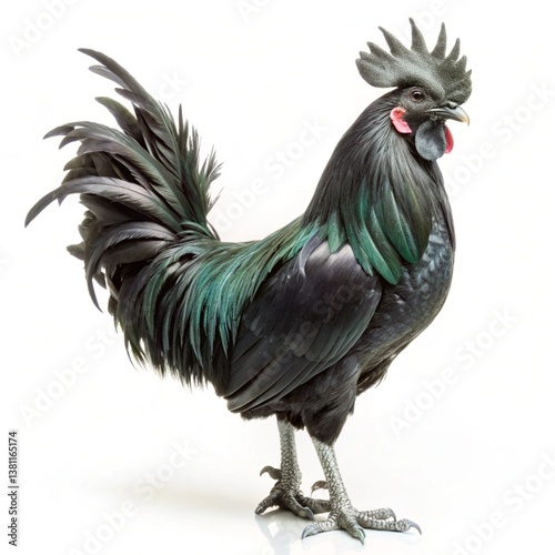 Rooster Ayam Cemani Isolated