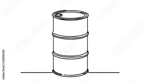 minimalist continuous one line drawing illustration of a realistic barrel