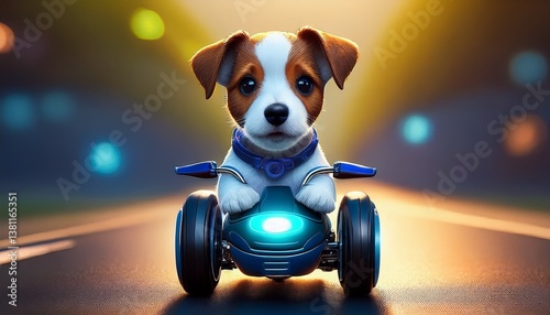 Jack Russell auf Roller