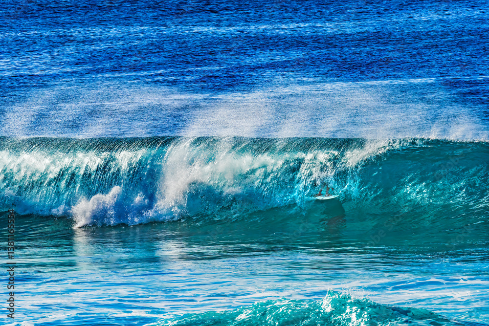 Colorful Surfer Wave Banzai Pipeline North Shore Oahu Hawaii