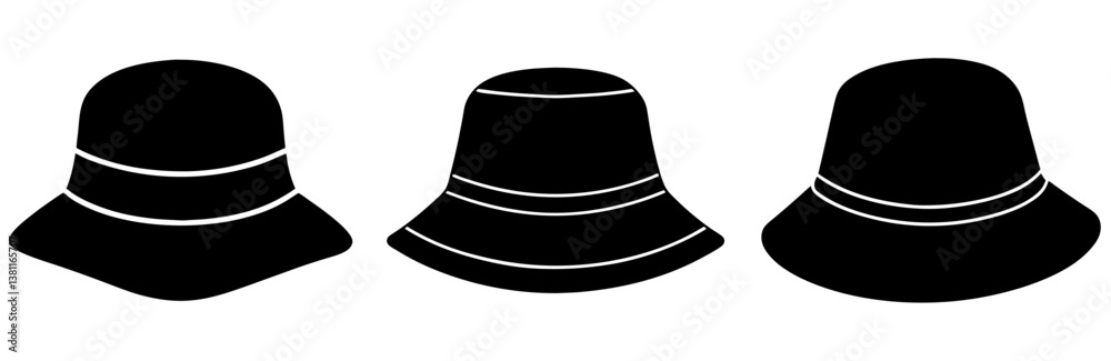 Bucket hat silhouette vector art White background Bucket hat silhouette vector art White background