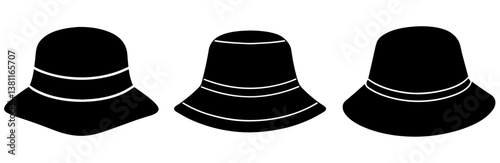 Bucket hat silhouette vector art White background