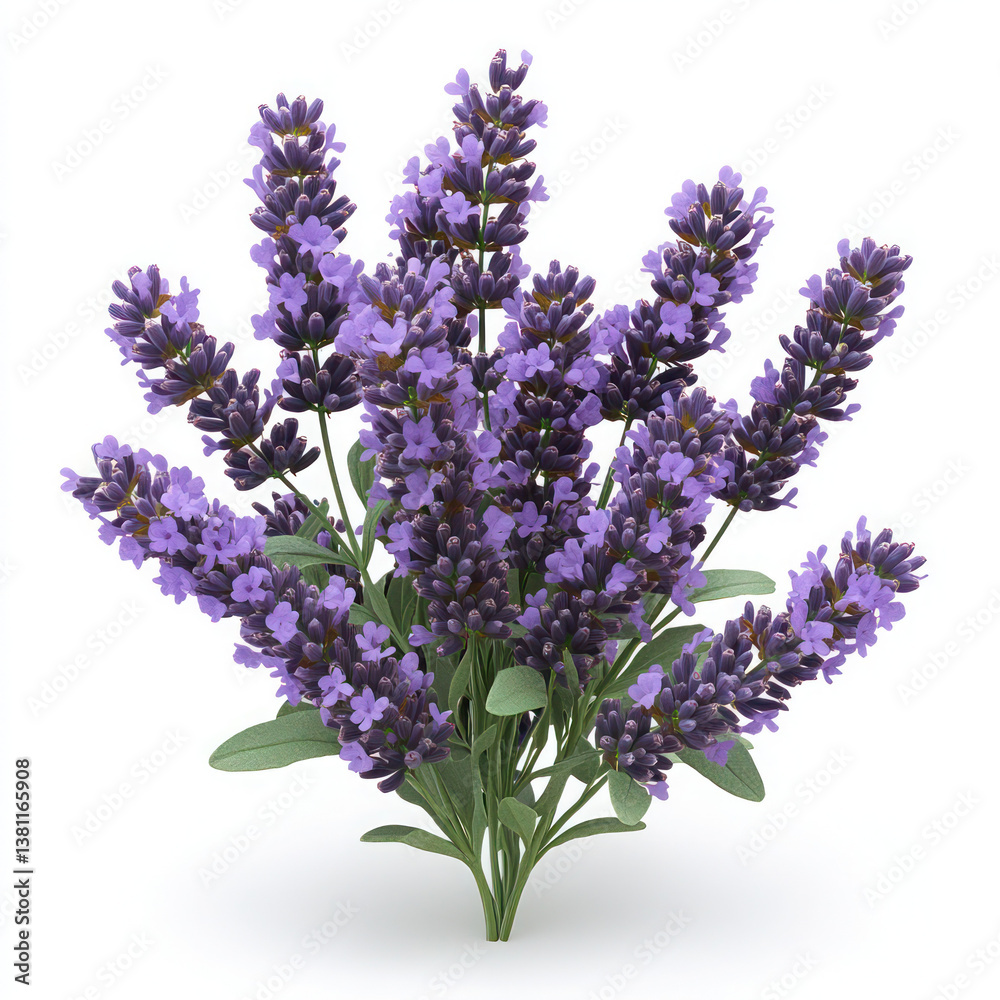 Obraz premium A Vibrant Bouquet Of Lavender, Bursting With Purple Blooms And Tranquil Fragrance, A Symbol Of Serenity And Calm Against A Stark Isolated on Transparent Background