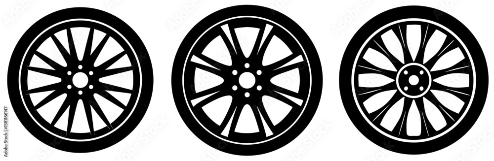 Obraz premium Car Wheel Silhouette Vector Art